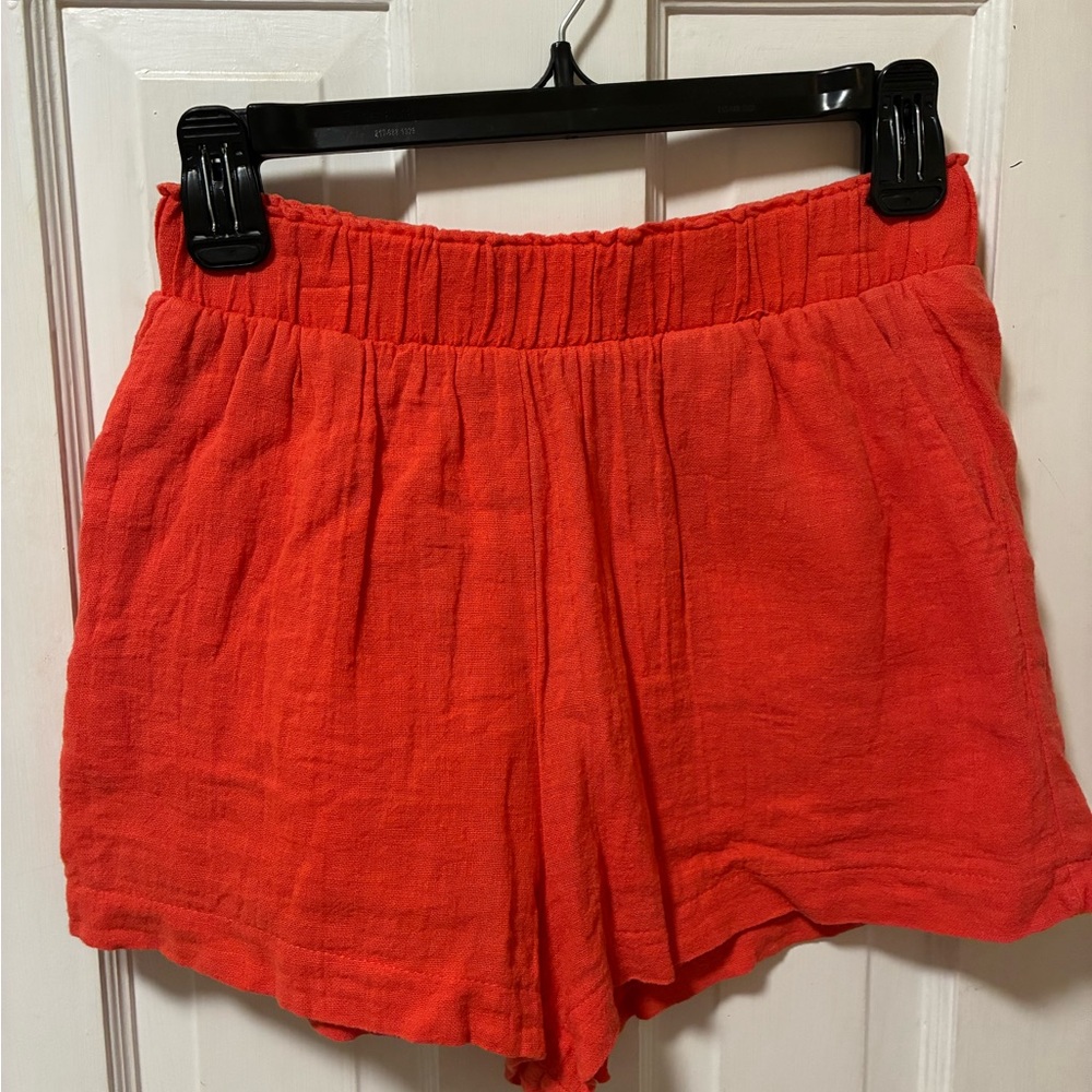 Karlie Red High Waist Shorts with Elastic Waistband